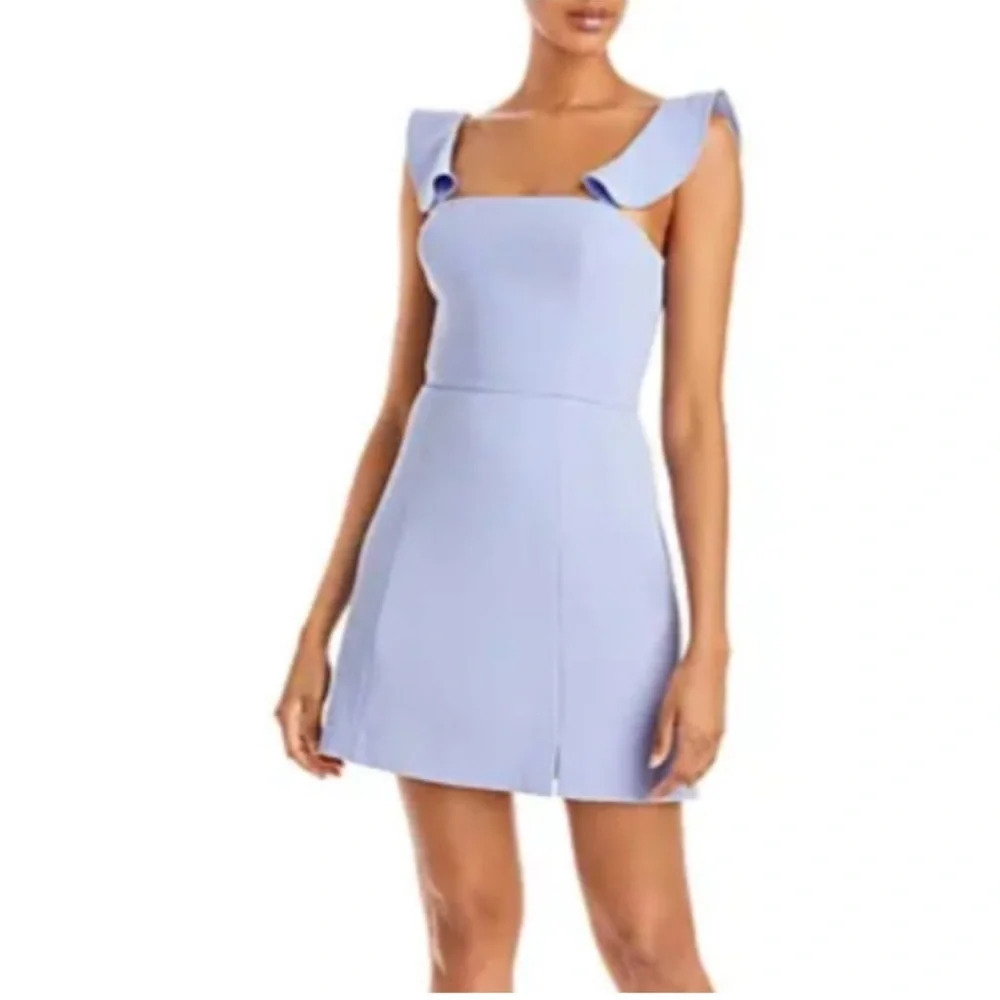French Connection Whisper‎ Ruffled Strap Dress Periwinkle Size 2 Paradiso Blue